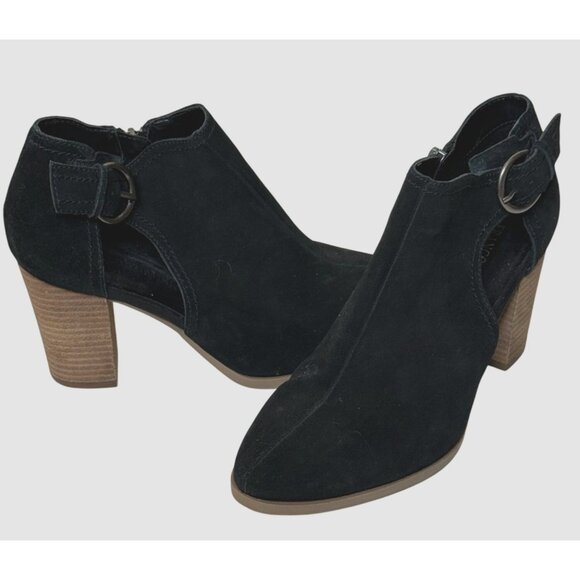 Franco Fortini Black Suede Cutout Booties – Women’s 9, 3” Block Heel - Picture 1 of 11